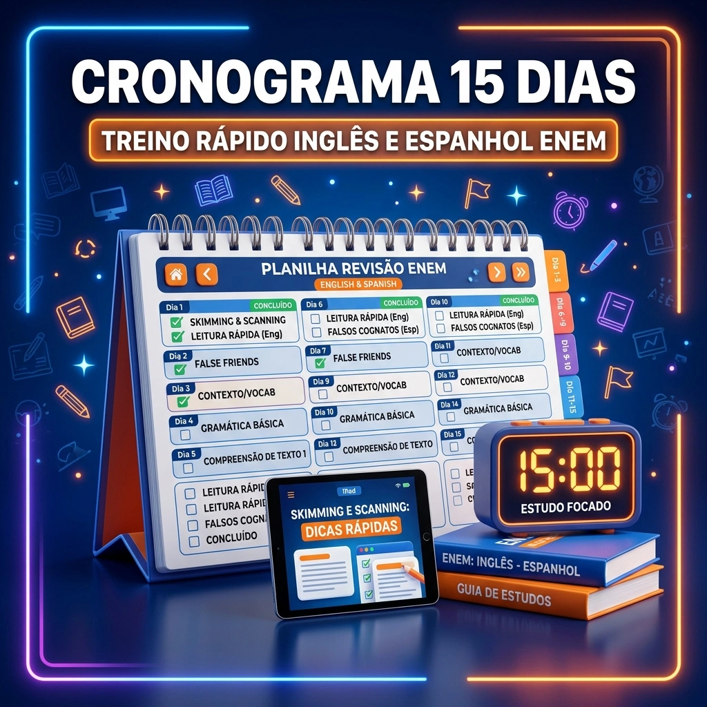 Bônus 3 - Cronograma Reta Final Inglês e Espanhol ENEM