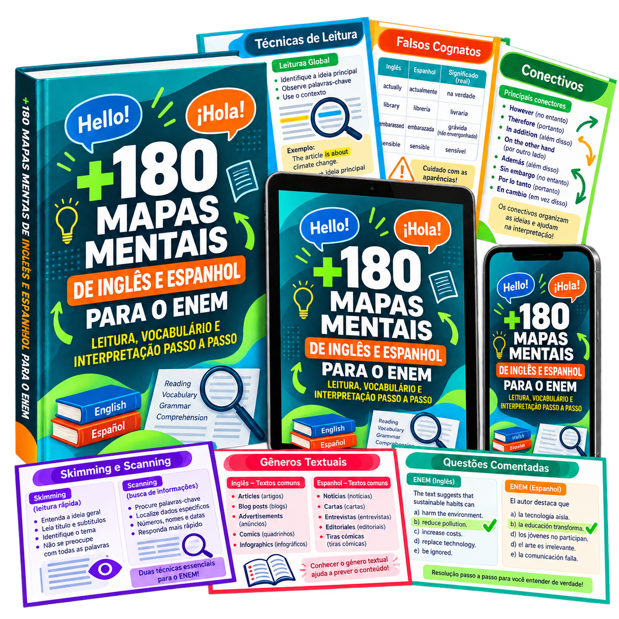 Kit Completo Inglês e Espanhol ENEM