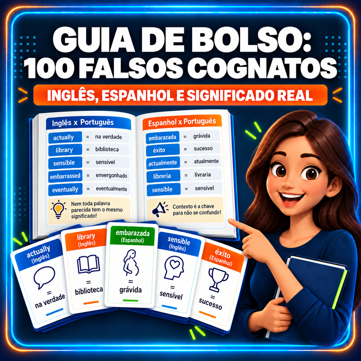 Bônus 2 - Guia de Bolso: 100 Falsos Cognatos em Tabela